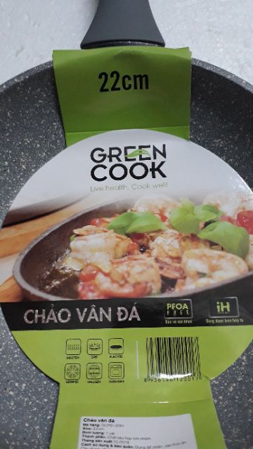 CHẢO VÂN ĐÁ GREEN COOK CAO CẤP giãm 15k