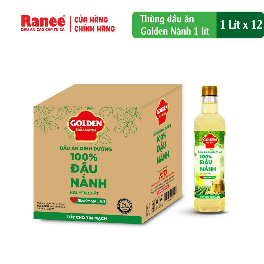 Thùng Dầu Đậu Nành cao cấp Golden 1 lít (1 lít x 12 chai)