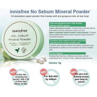 [Đủ bill] Phấn phủ bột Innisfree NO SEBUM