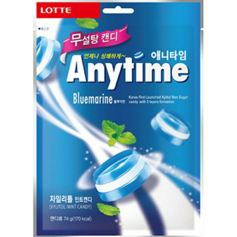 (4 vị) Kẹo bạc hà xylitol Lotte Anytime 60gr (Sugar free)