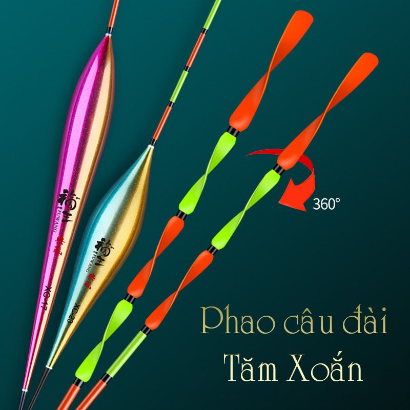 Phao nano câu đài Fuwang tăm xoắn chống gió tốt, màu sắc đẹp