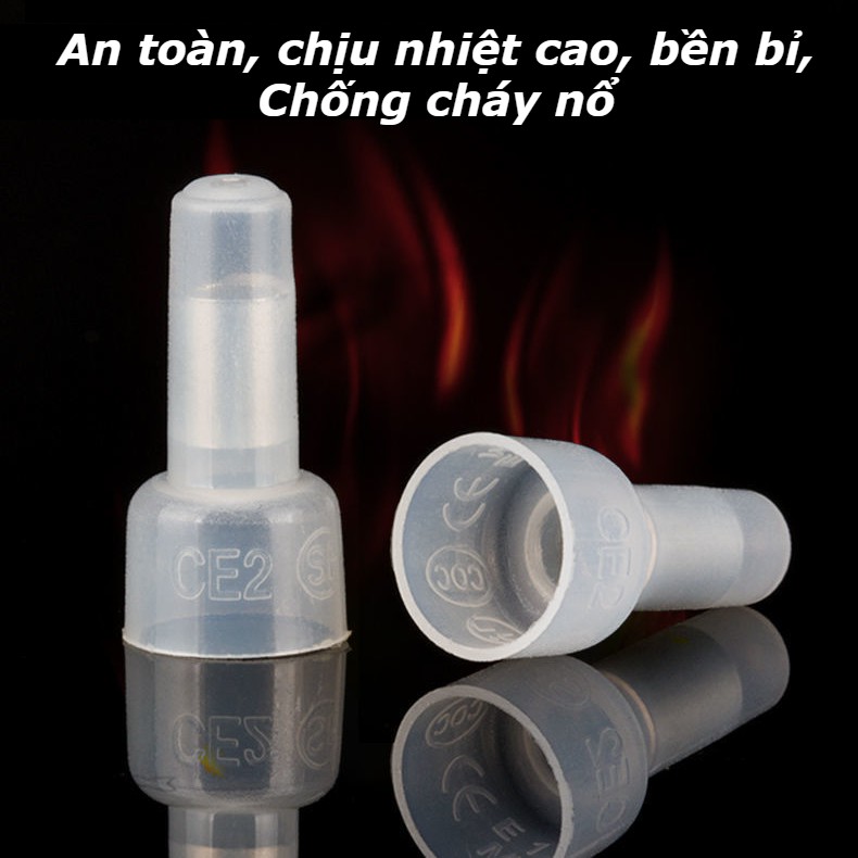 Đầu chụp cos núm nối dây điện trong suốt chịu nhiệt cao CE1 CE5
