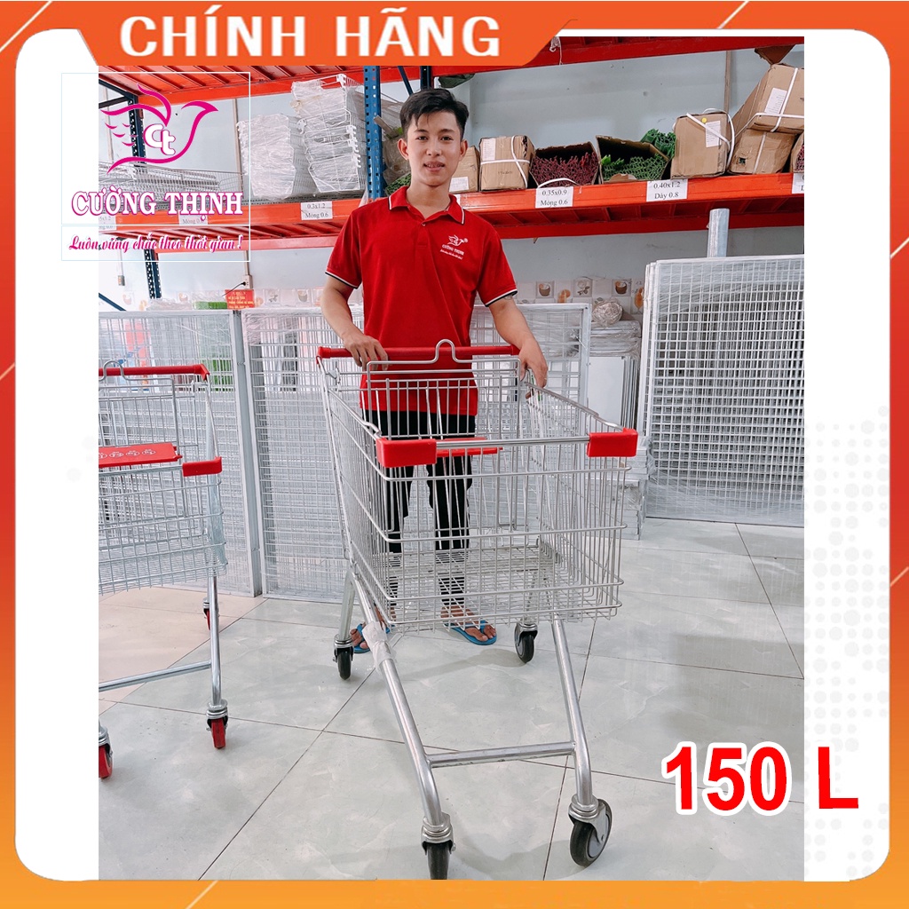 Xe đẩy siêu thị 150 lít, xe đẩy