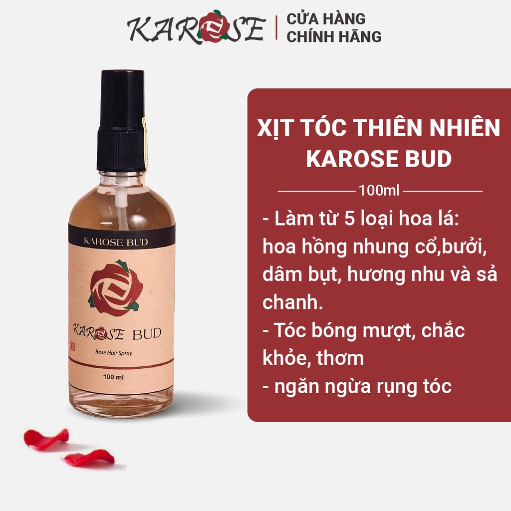 (DATE MỚI NHẤT, 100ml) Xịt Tóc KAROSE BUD Từ Các Loài Hoa Ngăn Rụng Tóc, Sạch Gàu, Nấm Ngứa, Mọc Tóc