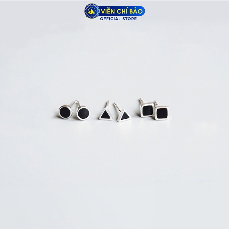 Bông tai bạc nữ đá đen nhiều hình dạng chất liệu bạc 925 thời trang phụ kiện trang sức nữ Viễn Chí Bảo B400757