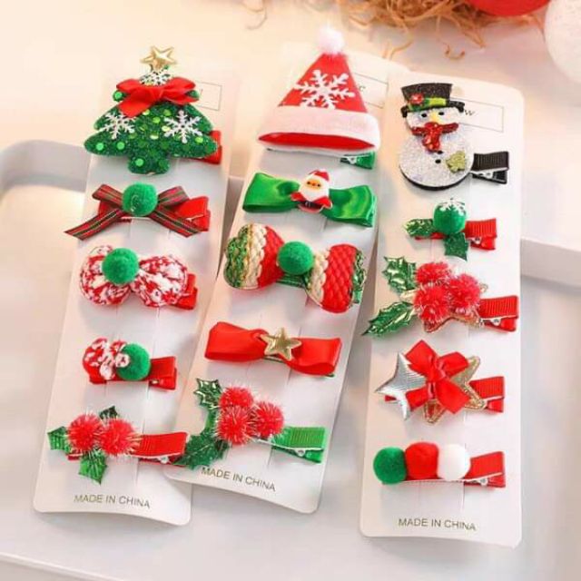 Set 5 kẹp tóc quà noel cho bé