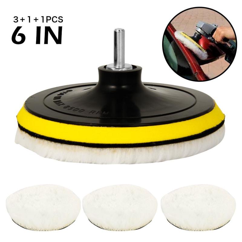 Bộ 5 Miếng Vải Len Đánh Bóng Xe Hơi 6 Inch Mềm Mại Không Gây Tổn Thương Bề Mặt Sơn Xe Hơi