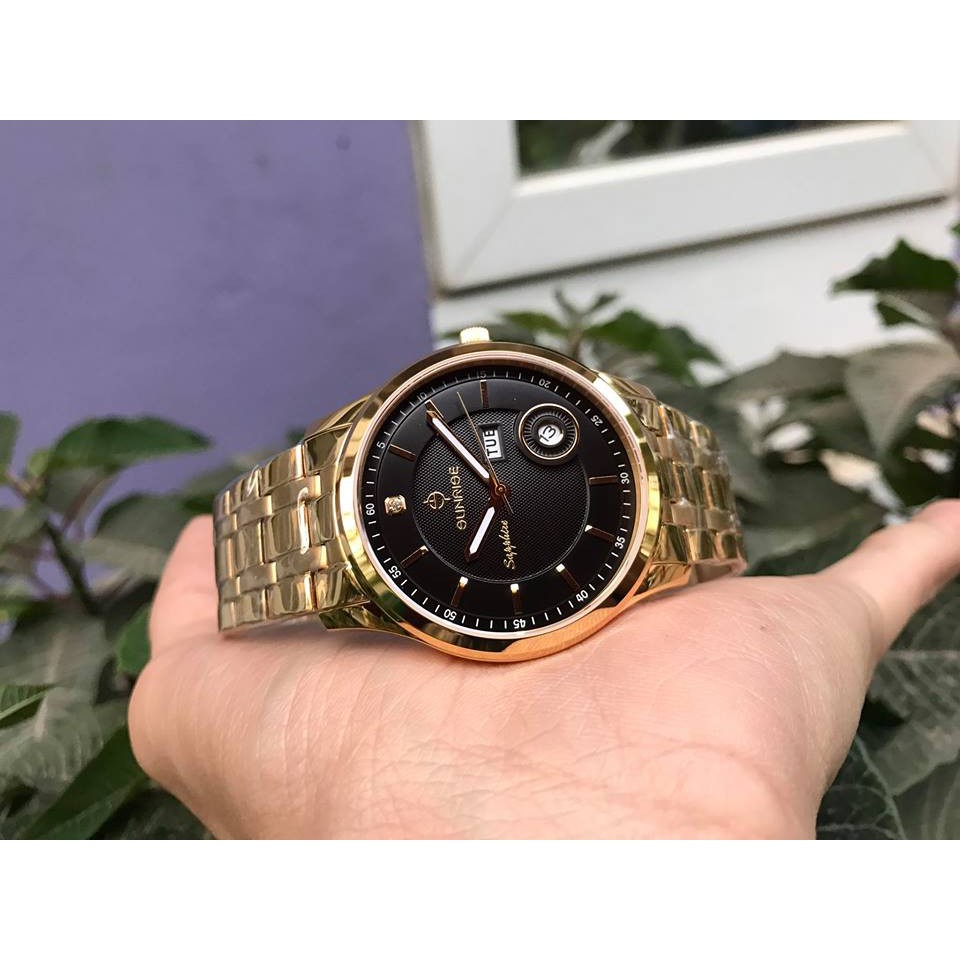 Đồng hồ Đôi SUNRISE dm782swa - kd Cao cấp ( mặt đen, dây vàng )
