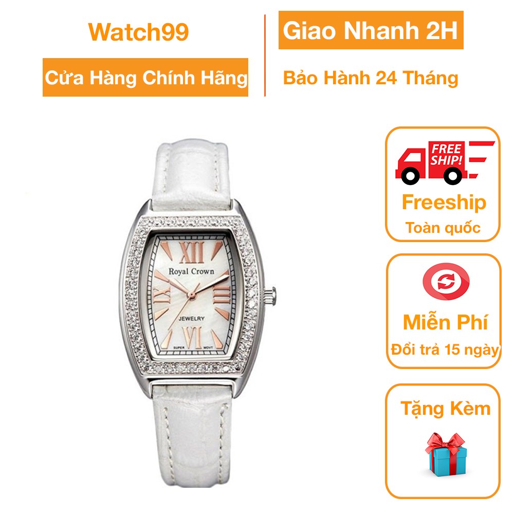 Đồng Hồ Nữ Chính Hãng Dây Da Royal Crown 3635 Chống Nước Chống Xước