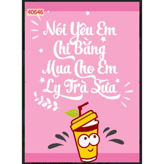 Combo 3bức tranh Lụa dán quán trà sữa 3d trang trí quán KT 40x80cm x 3tấm