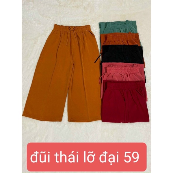 Quần ống rộng trung niên lửng vải đũi