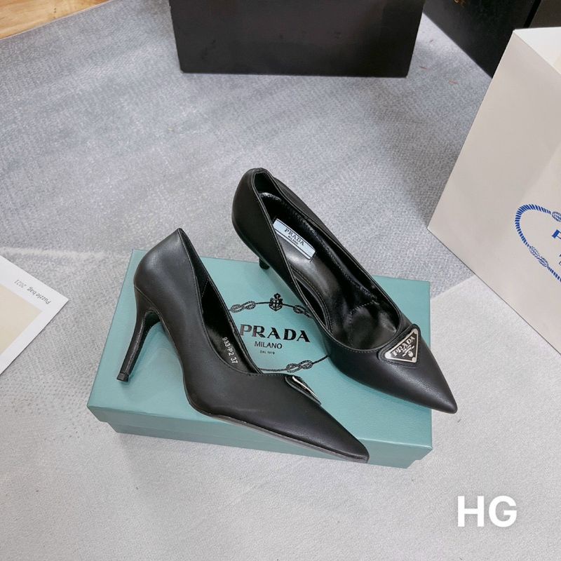 H Giày Cao Gót Prada 9p Mũi Nhọn Da Mềm Êm Fullbox Bill Túi Cao Cấp