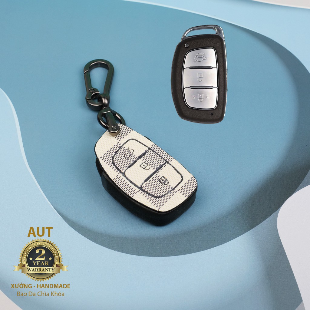 Bao da chìa khóa Canvas LV siêu đẹp cho Hyundai (I10,I20,Tucson,Elantra 2020)