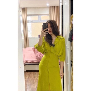 Váy sơ mi lụa xanh cốm