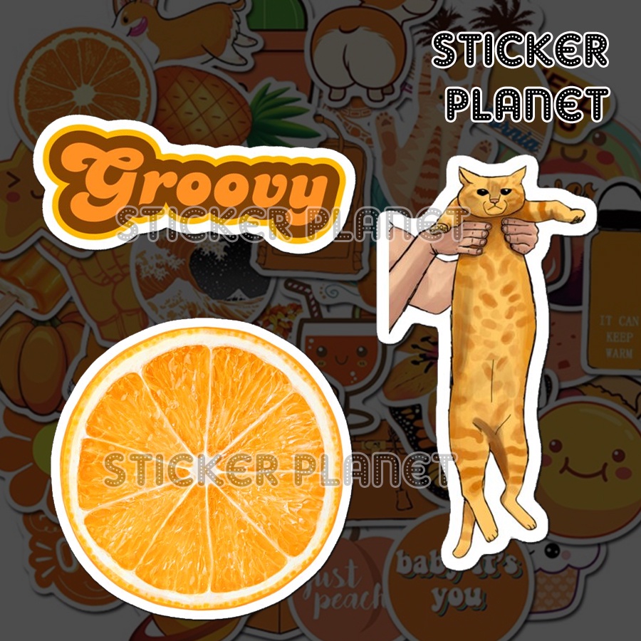 Sticker Orange tones màu cam trang trí mũ bảo hiểm, đàn, guitar, ukulele, điện thoại laptop