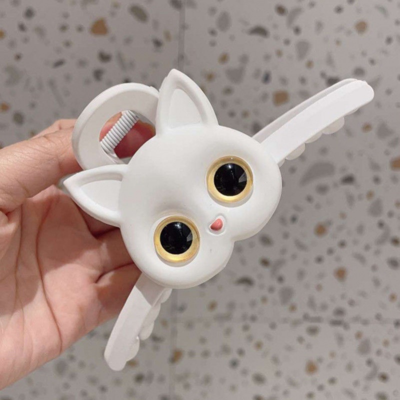 Kẹp Tóc Họa Tiết Mèo Hoạt Hình Màu Trắng Đen Đơn Giản Dễ Phối Đồ