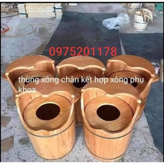 ⚡ Thùng gỗ xông chân, thùng xông chân gỗ thông, tặng kèm thảo dược xông chân, tặng ghế lăn
