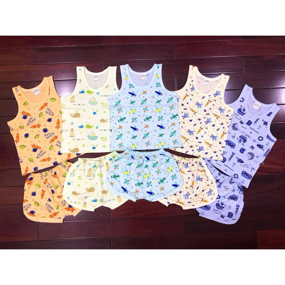 Bộ (1 bộ)  quần áo trẻ em thun cotton SUSU | Mẫu Ba lỗ Họa Tiết như hình | Size 1-8 cho bé 5-21kg| Đồ bộ bé trai, bé gái