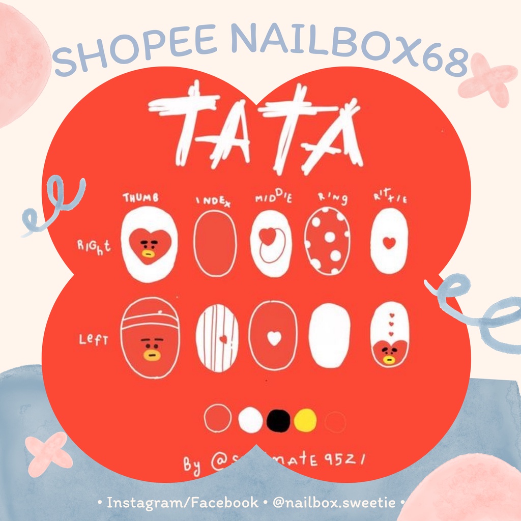 NAIL BOX - Móng úp tiện lợi ( Đảm bảo giống hình, giá rẻ ) - Đỏ TATA nhóm nhạc BTS KOREA NAILS