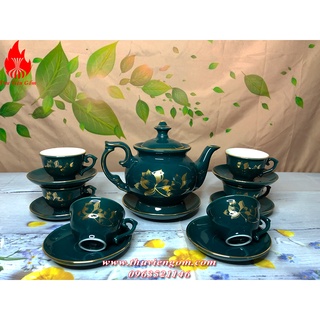 Bộ ấm chén uống trà bộ ấm chén bát tràng cao cấp sen phú quý