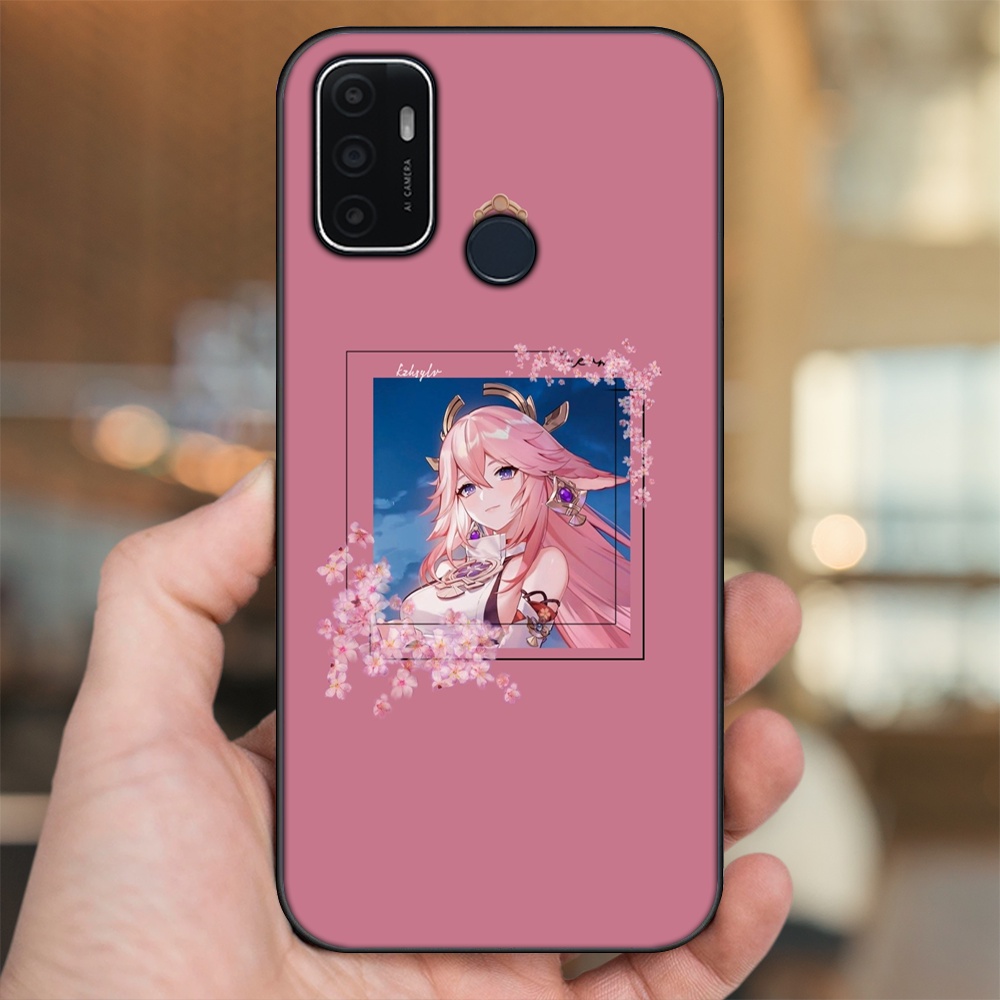 Ốp lưng Oppo A53 viền đen in hình Yae Miko Genshin Impact