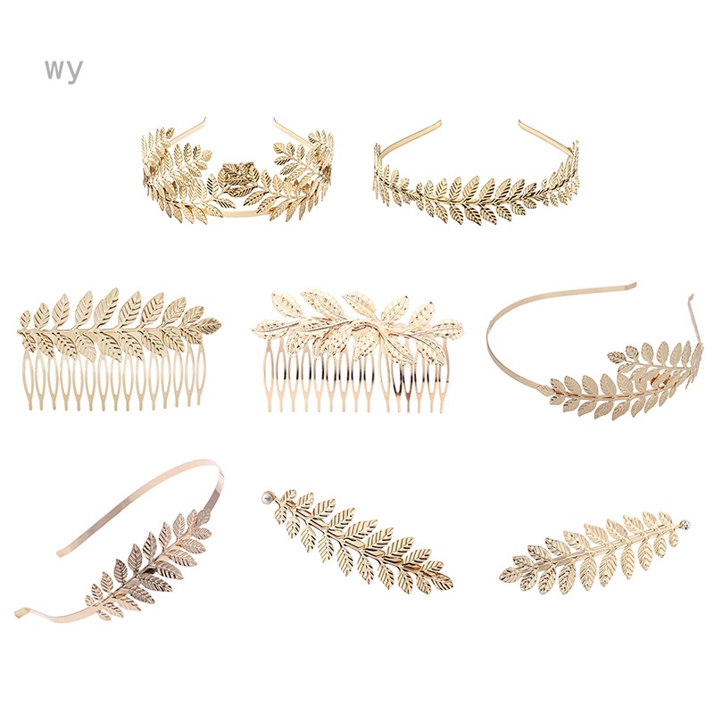 Vương Miện Đội Đầu Hóa Trang Lá Vàng Cho Cô Dâu