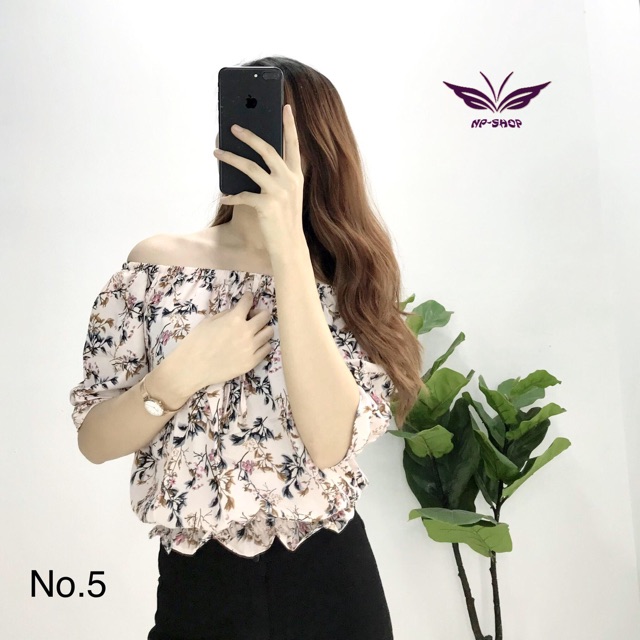 Áo trễ vai hoa nữ tính- kèm video/ ảnh thật | BigBuy360 - bigbuy360.vn