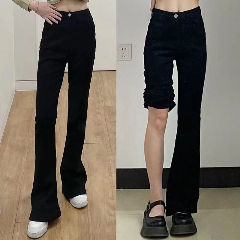 Jiashucheng Quần Jean Mỏng Ống Loe Lưng Cao Co Giãn Nhẹ Nhàng Dễ Phối Đồ Cho Học Sinh