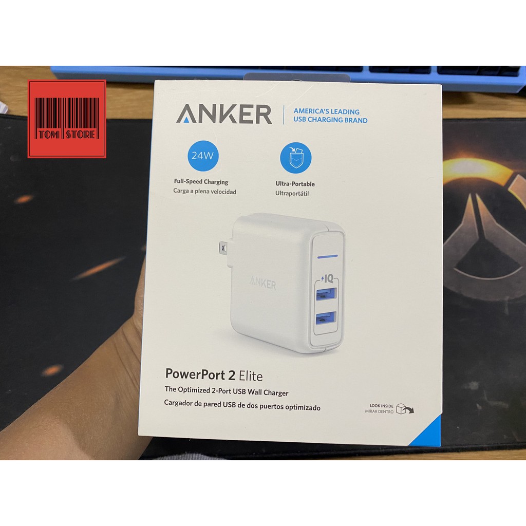 Cốc sạc nhanh 24w Anker PowerPort Elite 2, 24w - A2023 công nghệ sạc nhanh độc quyền PowerIQ và VoltageBoost