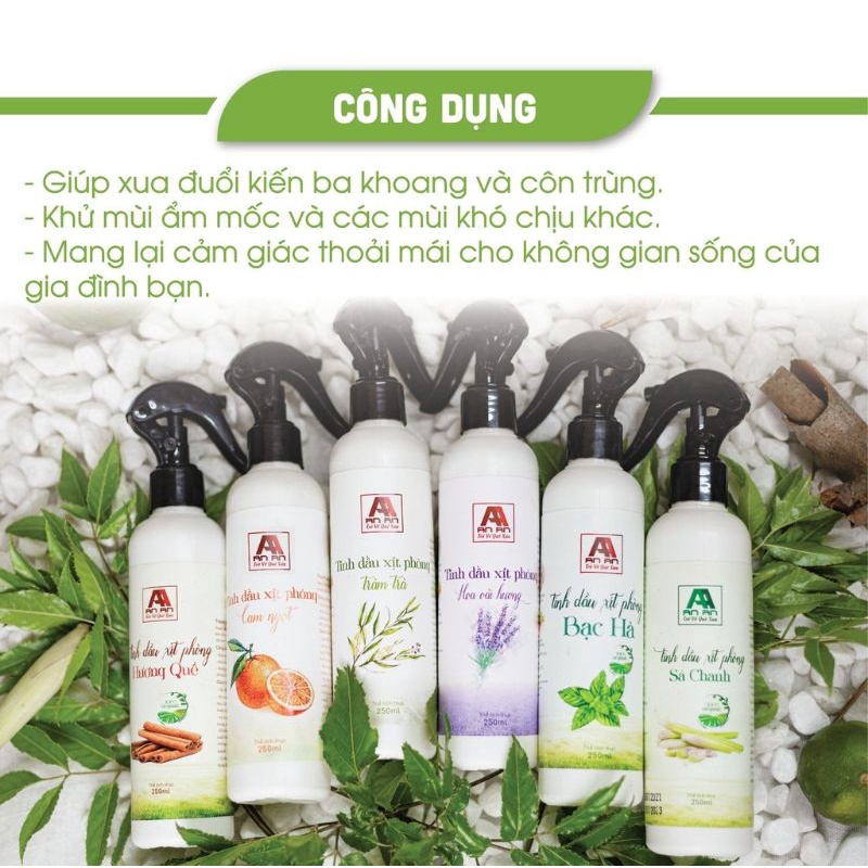 Xịt Phòng Tinh Dầu Tràm Trà 250ml Xịt Thơm Phòng thảo mộc AN AN khử mùi đuổi côn trùng an toàn cho cả mẹ bầu và trẻ nhỏ.