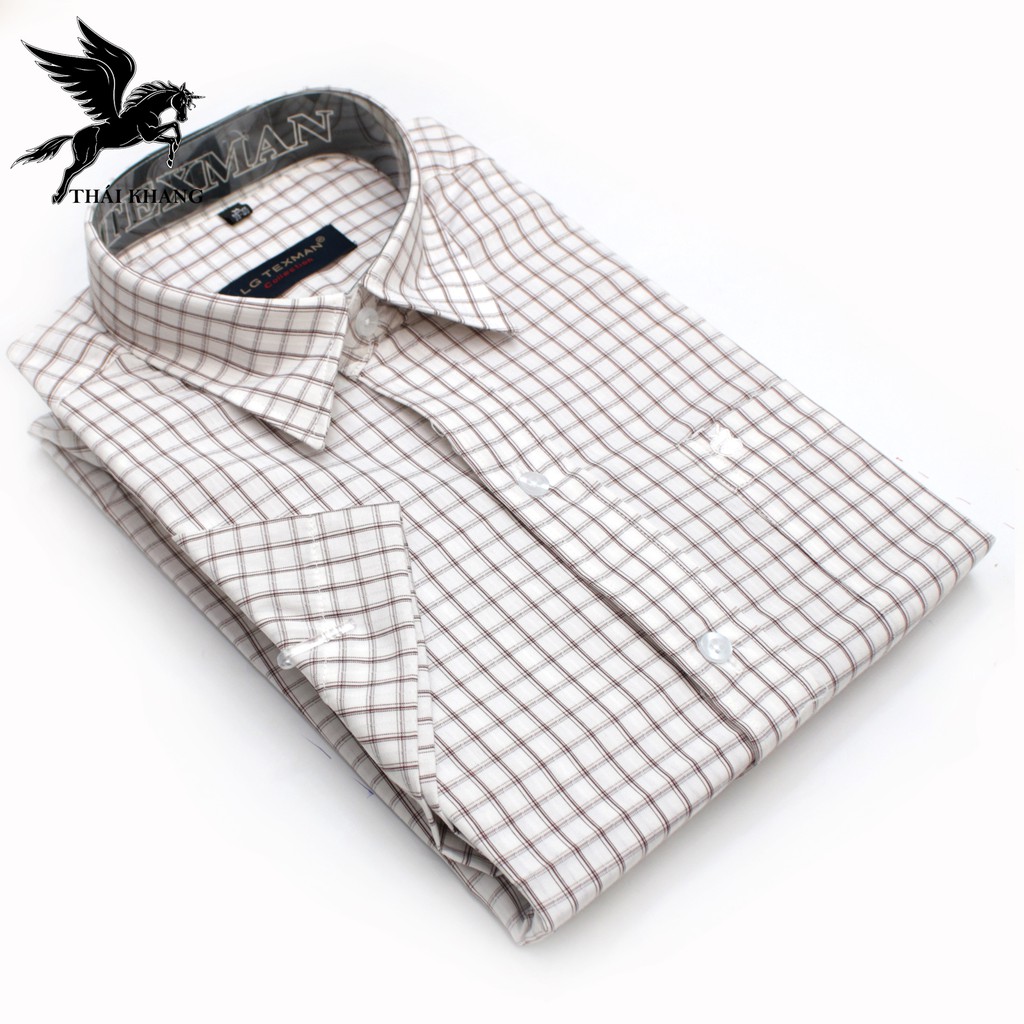 áo sơ mi nam ngắn tay sọc caro CAO CẤP form regular loại sơ mi công sở vải cotton đẹp #8