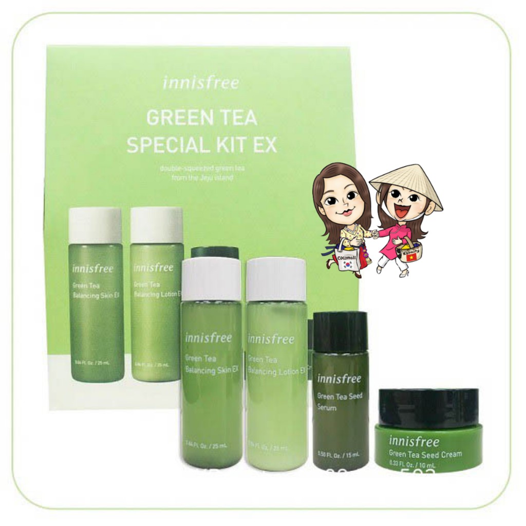 BỘ DƯỠNG DA TRÀ XANH INNISFREE GREEN TEA SPECIAL KIT EX PHỤC HỒI DA MỤN CẤP ẨM Coco Mall KBeauty