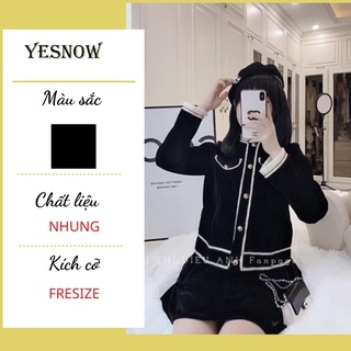 Áo khoác nhung viền bèo phối ren phong cách chanh sả- yesnow