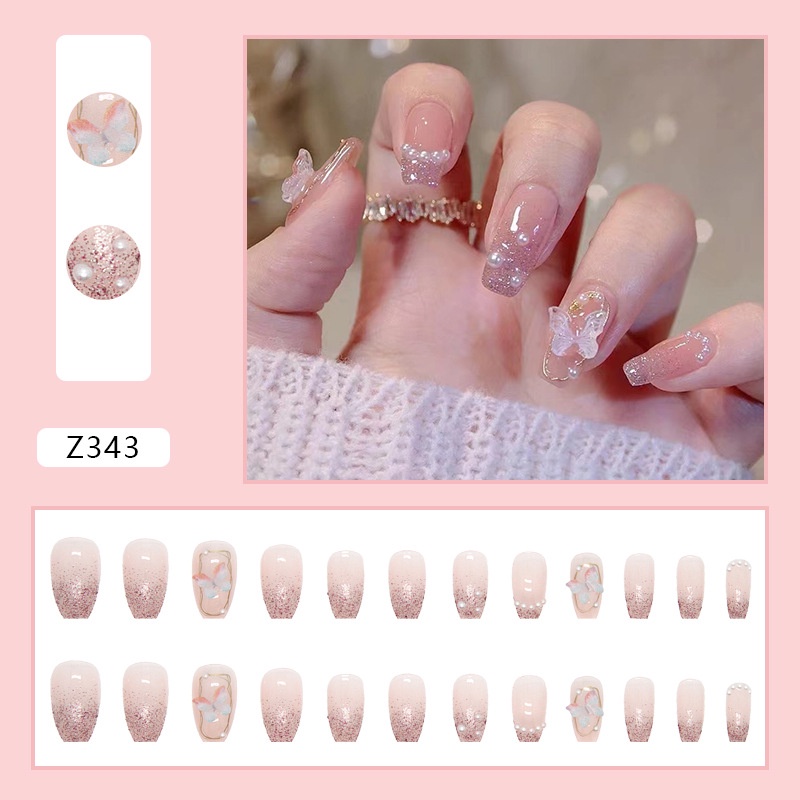 Bộ 24 móng tay giả đính đá nails xinh ABa Store