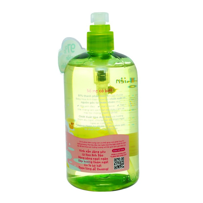 Sữa tắm gội cho bé Purité Baby 500ml (đủ màu)