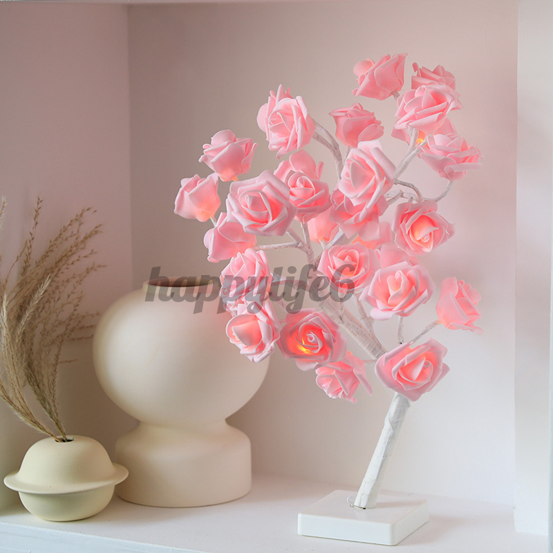 In Stock Battery Powered USB LED Rose Flower Fairy Tree Light Home Party Decoration Lamp