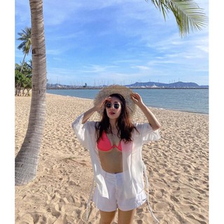 Áo Kimono Vạt Nơ (Trắng/Đen)