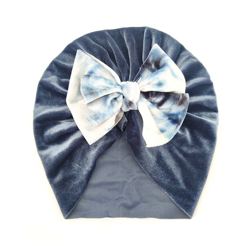 Mũ Trùm Đầu Turban Bằng Vải Nhung Thắt Nơ Dễ Thương Cho Bé Sơ Sinh