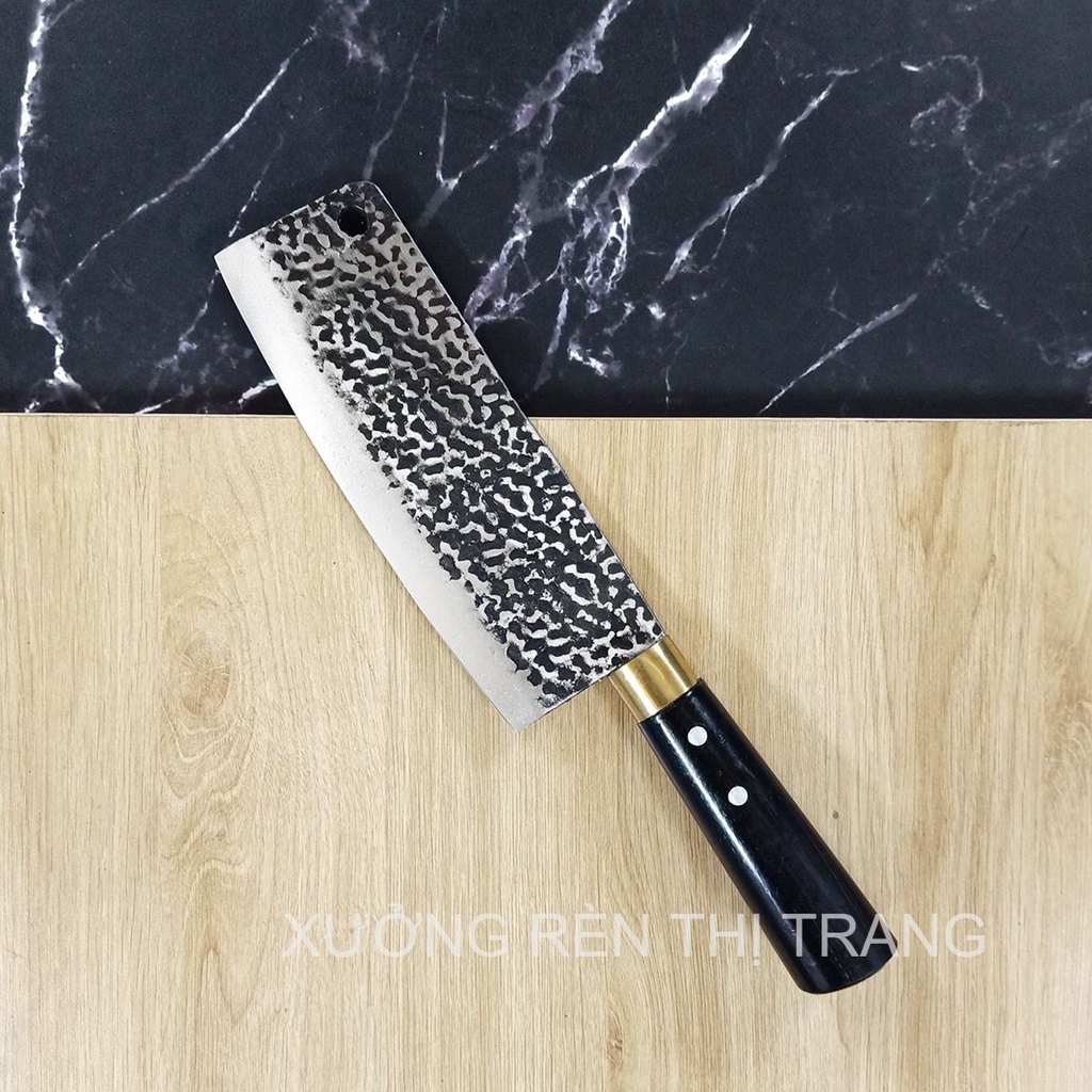 Bộ Dao Nhà Bếp Thép Nhíp - Dập Vân 2 Mặt, Dùng Chặt Cây, Chặt Xương, Thái Gọt