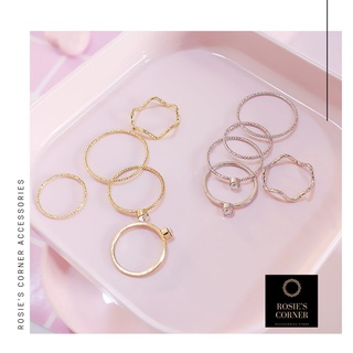 Set 5 nhẫn bạc nữ đơn giản