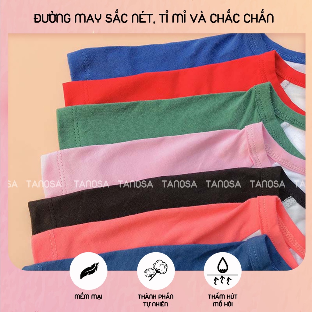 Đồ bộ quần áo cộc tay cho bé trai bé gái TANOSA giáp lăng ống tay phối màu từ 9 đến 20kg