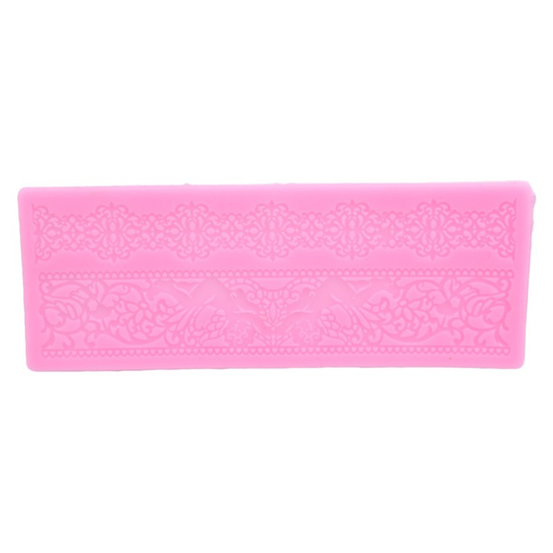 (6vn) Khuôn Ren Hoa Nổi Bằng Silicone Màu Hồng Trang Trí Bánh Kem