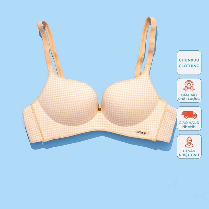 Áo ngực đệm mỏng CHUNXUU, thiết kế kẻ caro trẻ trung, không gọng thoáng khí- AV12