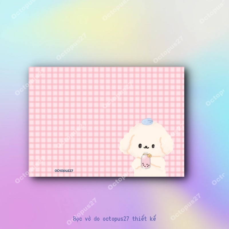 Set 6 Tờ Giấy Bao Tập Kẻ Caro Hình Gấu Dễ Thương