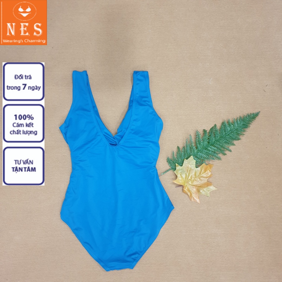 Bikini Đồ Bơi Nữ NES [Siêu sang] Một Mảnh Yếm Nhún Ngực [Xanh Blue] Quyến Rũ Tôn Dáng Freesize (40-55 Kg) Thun Lạnh