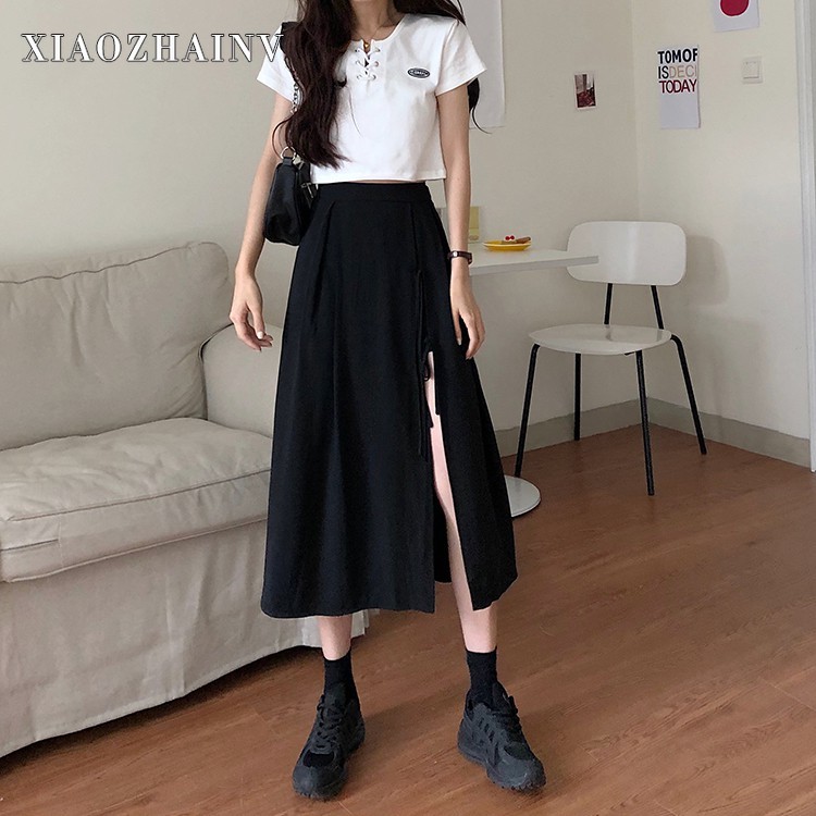 Chân Váy Midi Xiaozhainv Dáng Chữ A Lưng Cao Xẻ Tà Thời Trang Cho Nữ | BigBuy360 - bigbuy360.vn