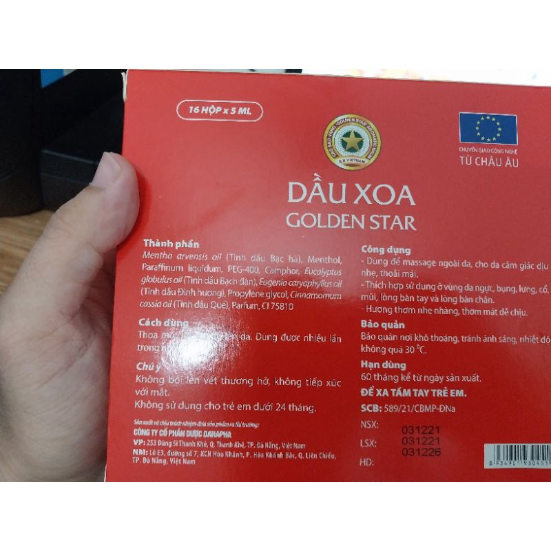 Dầu xoa Golden Star 5ml  - Massage ngoài da cho da cảm giác dễ chịu