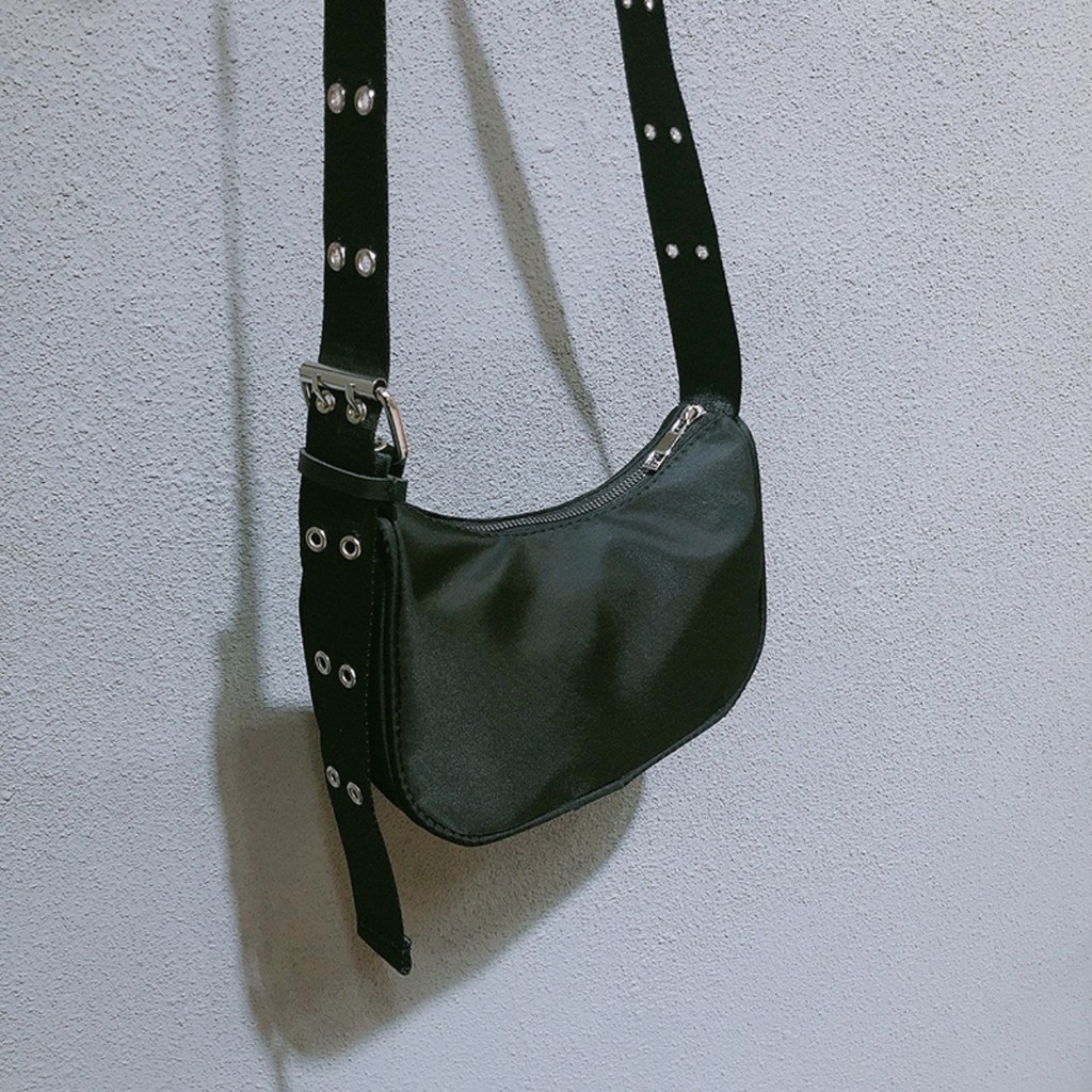 Túi đeo chéo nữ nhiều khoen mini vải canvas nhỏ gọn giá rẻ đẹp dễ thương DC01