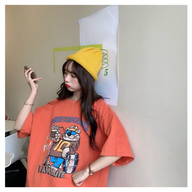 Áo Thun Form Rộng Nam Nữ Unisex Tay Lỡ Dáng Suông In Hình DRINKING