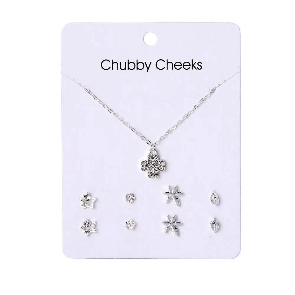 Bộ Dây Chuyền+Khuyên Tai Hình Dáng Đa Dạng Xinh Xắn